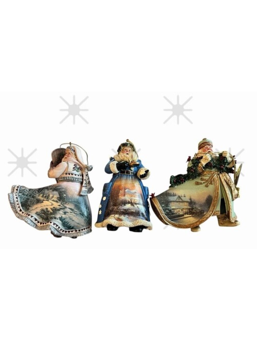 THOMAS KINKADE Old World SANTA Ornaments Set # 2 BOX OF 3 Mint In Packing 2003
